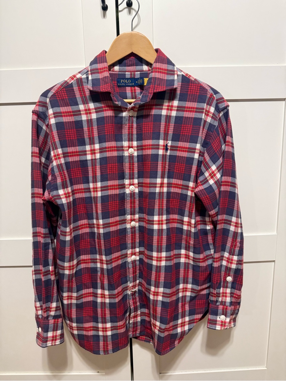 Ralph Lauren Red, Navy & White Plaid Button-Down Shirt